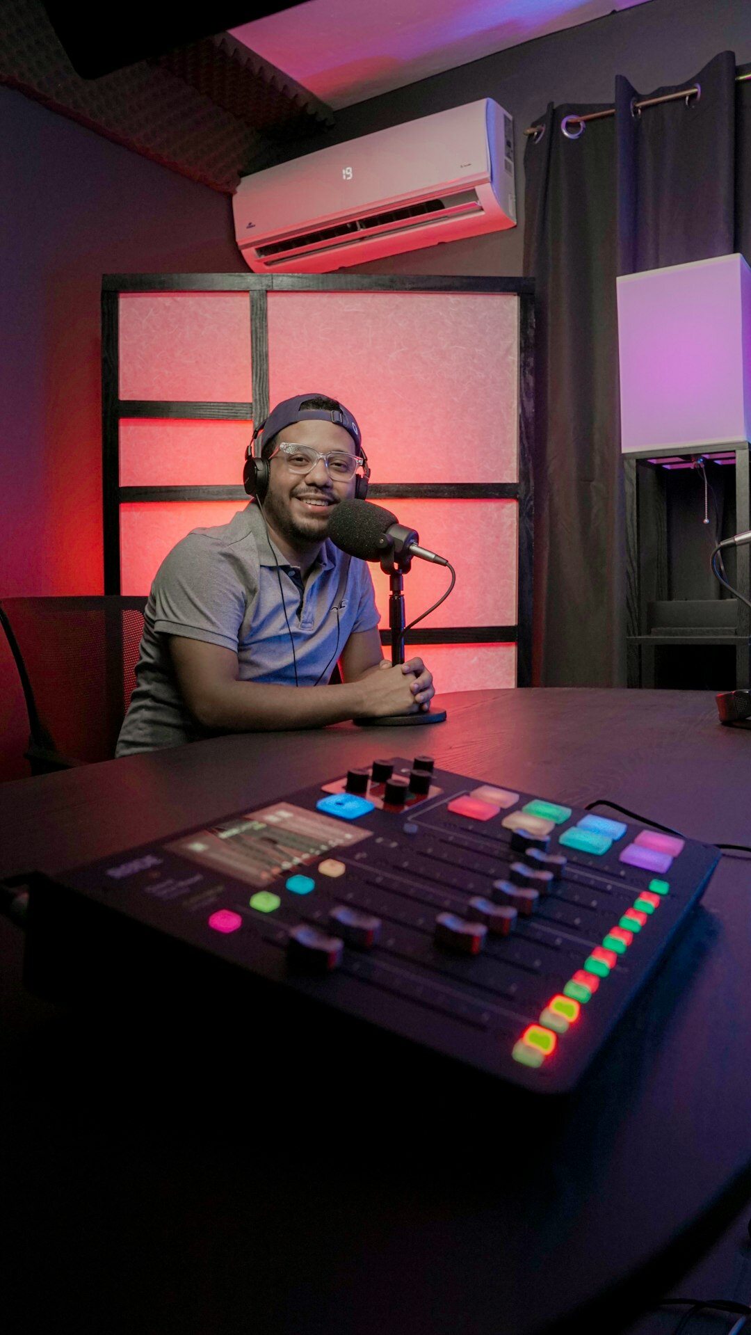 Finnish female vision mixer operator smiling in studio